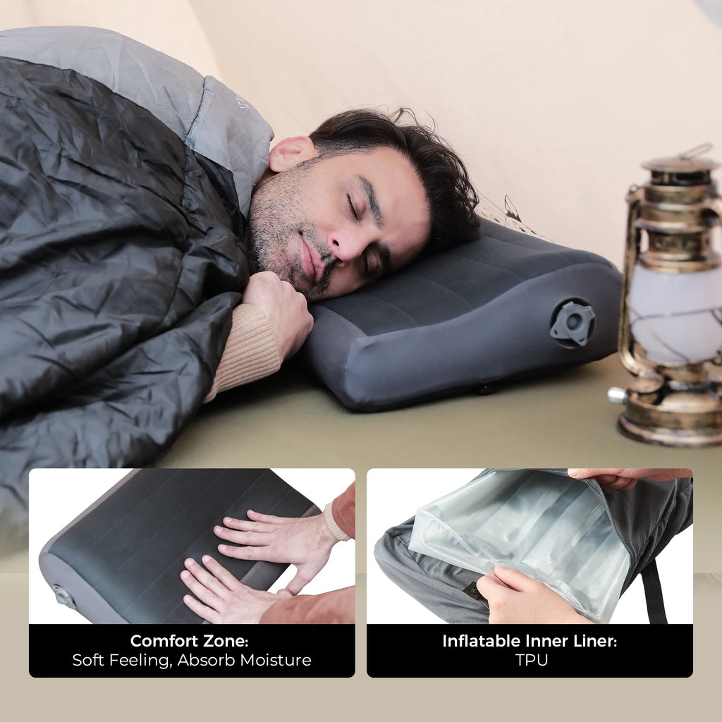 FLEXTAIL Inflatable Camping Pillow, Ergonomic Pillow for Travel and Home, Lightweight and Washable, Two Height Options